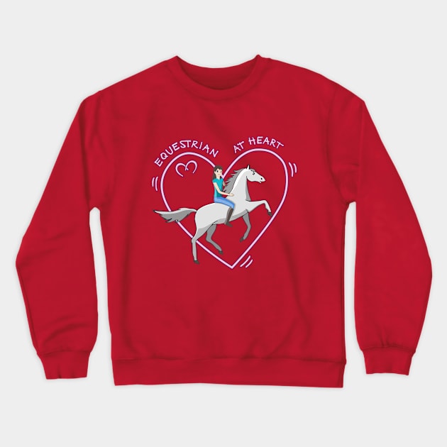 Cute Equestrian at Heart Girl and Horse Love Anime Crewneck Sweatshirt by French Salsa